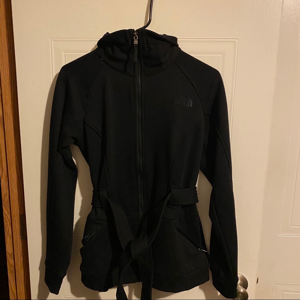 Women’s Black North Face Belted Coat
